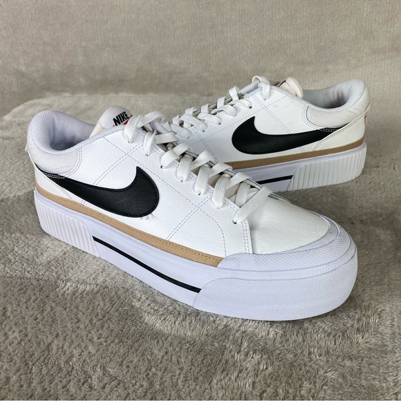 Nike Court Legacy Lift Shoes Womens Size 11 White Black Leather Sneakers NEW - Picture 3 of 10